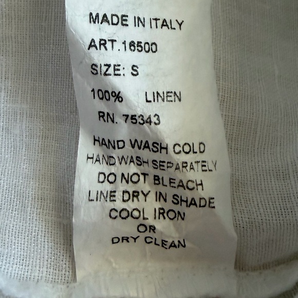 Chic Laura Bianchi White Linen Back Buttons Lace Trim Short Sleeve Women's Top-S - Picture 10 of 15